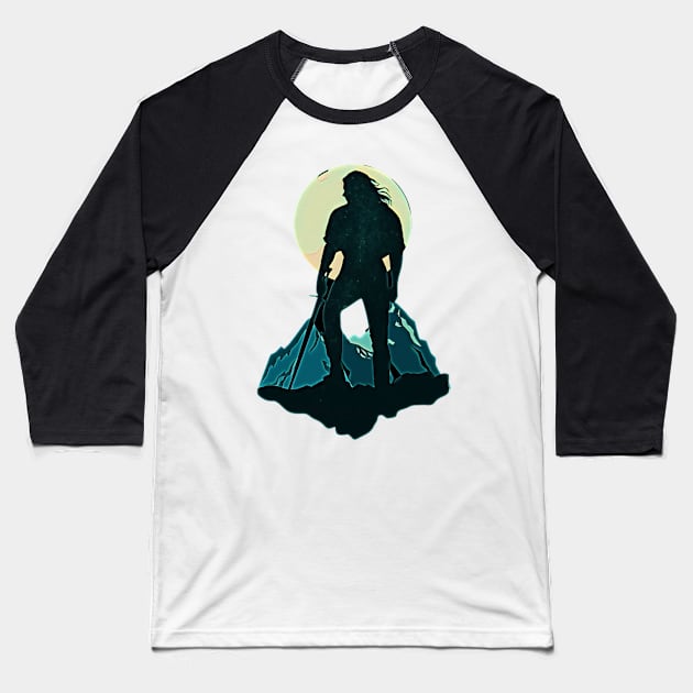 The Wolf and the Moon II Baseball T-Shirt by Fenay-Designs